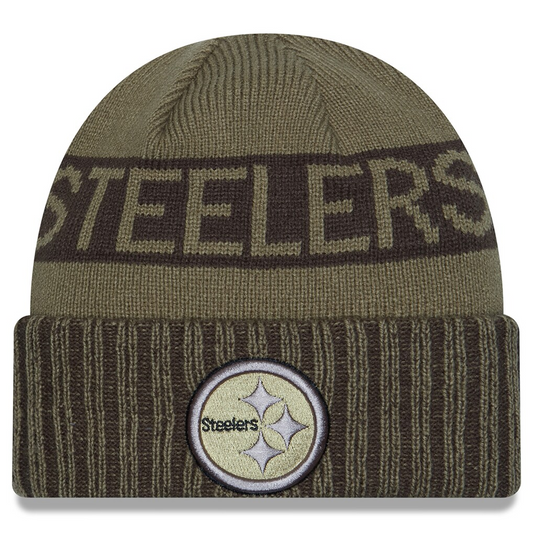 PITTSBURGH STEELERS 2025 NFL SALUTE TO SERVICE CUFFED KNIT BEANIE - DARK GREEN