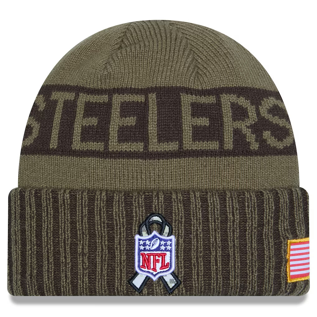 PITTSBURGH STEELERS 2025 NFL SALUTE TO SERVICE CUFFED KNIT BEANIE - DARK GREEN