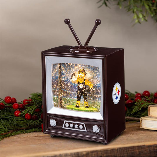 PITTSBURGH STEELERS 8" VINTAGE TV WATER LANTERN WITH MASCOT