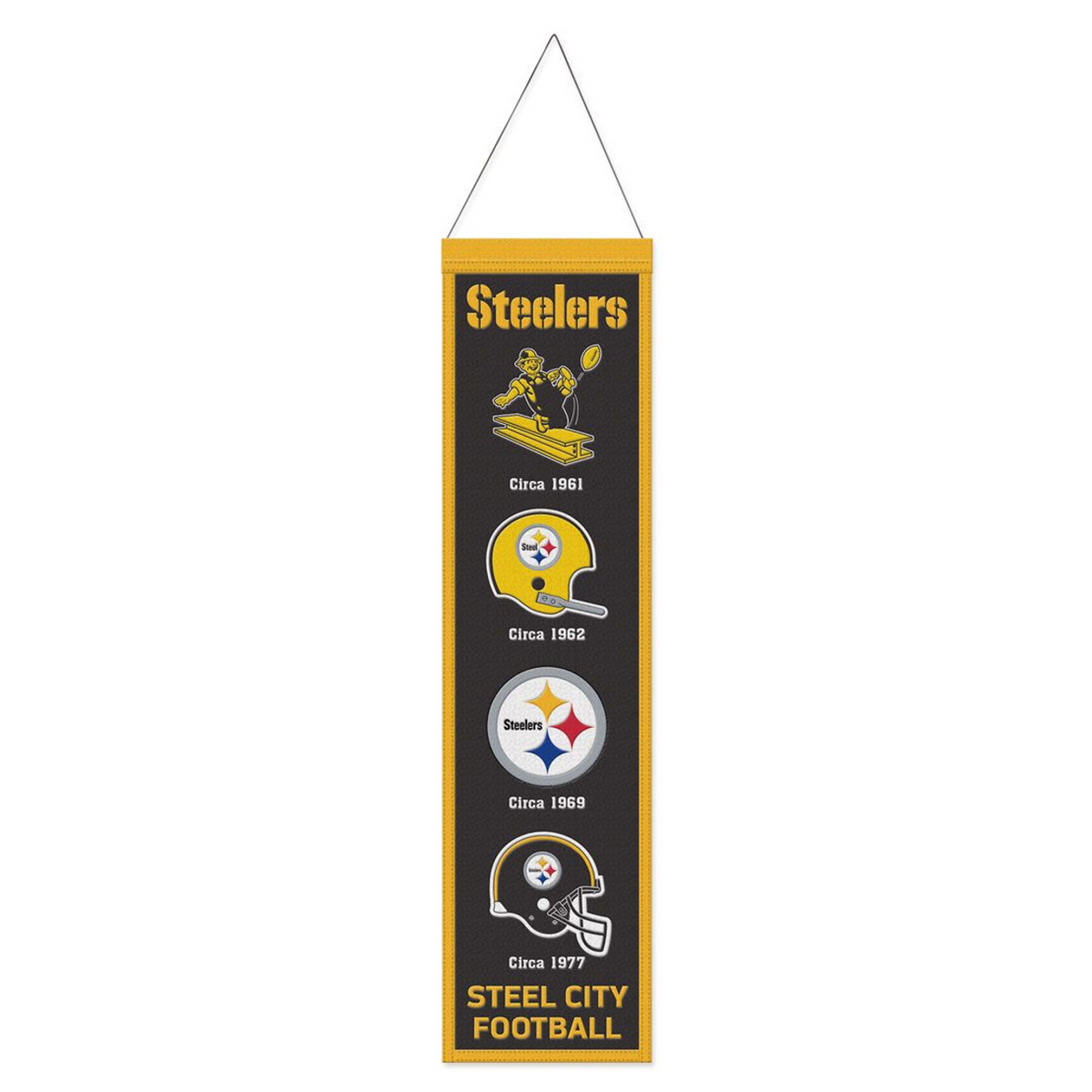 PITTSBURGH STEELERS 8" X 32" EVOLUTION WOOL BANNER