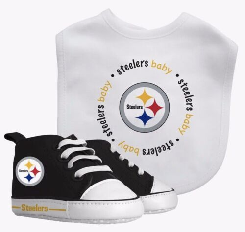 SET DE REGALO DE BABERO Y PRE-WALKERS PARA BEBÉ DE LOS STEELERS DE PITTSBURGH