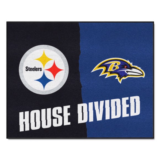 PITTSBURGH STEELERS /BALTIMORE RAVENS HOUSE DIVIDED 34" X 42.5" MAT