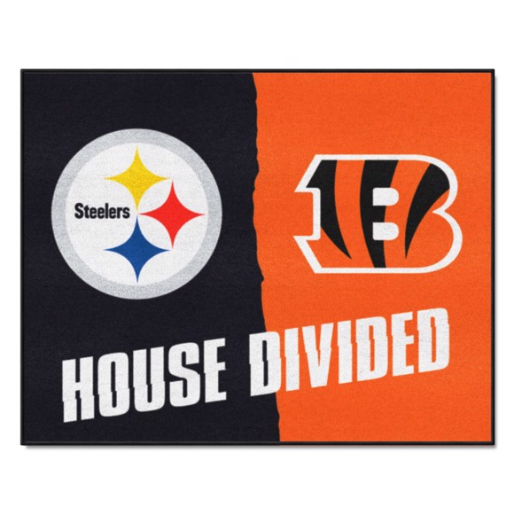 PITTSBURGH STEELERS / CINCINNATI BENGALS HOUSE DIVIDED 34" X 42.5" MAT