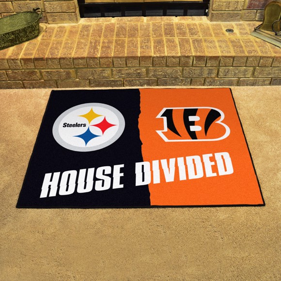 PITTSBURGH STEELERS / CINCINNATI BENGALS HOUSE DIVIDED 34" X 42.5" MAT