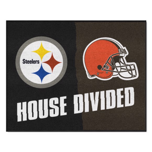PITTSBURGH STEELERS / CLEVELAND BROWNS HOUSE DIVIDED 34" X 42.5" MAT