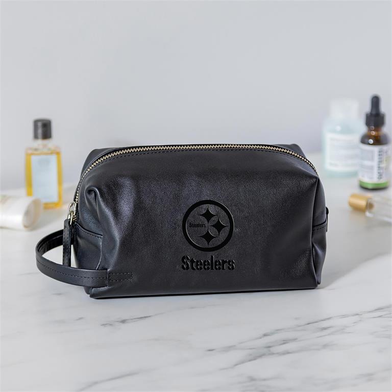 PITTSBURGH STEELERS EMBOSSED TOILETRY BAG - BLACK