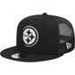 PITTSBURGH STEELERS EVERGREEN TRUCKER 9FIFTY SNAPBACK HAT - BLACK/WHITE