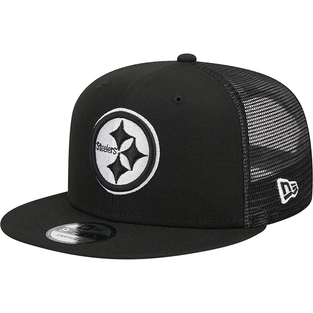 PITTSBURGH STEELERS EVERGREEN TRUCKER 9FIFTY SNAPBACK HAT - BLACK/WHITE