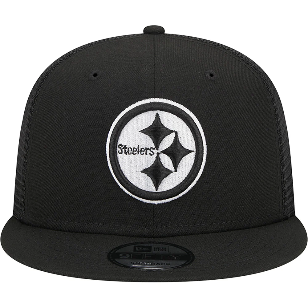 PITTSBURGH STEELERS EVERGREEN TRUCKER 9FIFTY SNAPBACK HAT - BLACK/WHITE