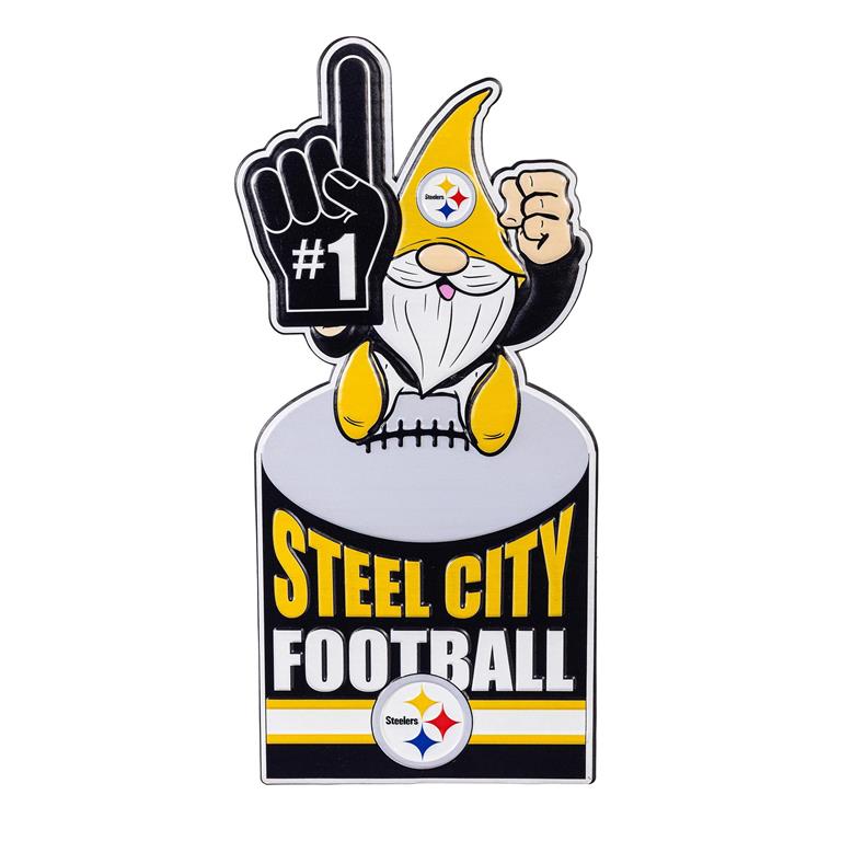 PITTSBURGH STEELERS GNOME METAL 10" x 30" OUTDOOR SIGN