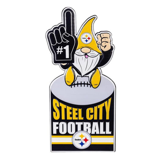 PITTSBURGH STEELERS GNOME METAL 10" x 30" OUTDOOR SIGN