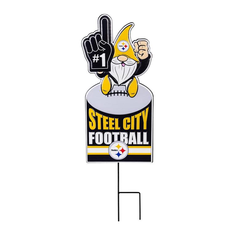 PITTSBURGH STEELERS GNOME METAL 10" x 30" OUTDOOR SIGN