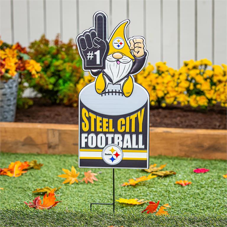 PITTSBURGH STEELERS GNOME METAL 10" x 30" OUTDOOR SIGN