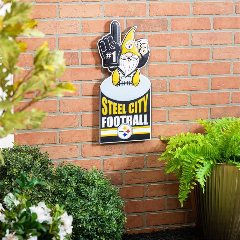 PITTSBURGH STEELERS GNOME METAL 10" x 30" OUTDOOR SIGN