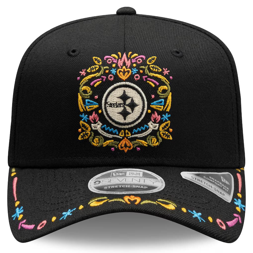 PITTSBURGH STEELERS HASTA LA MUERTE 9SEVENTY STRETCH-SNAP HAT - BLACK