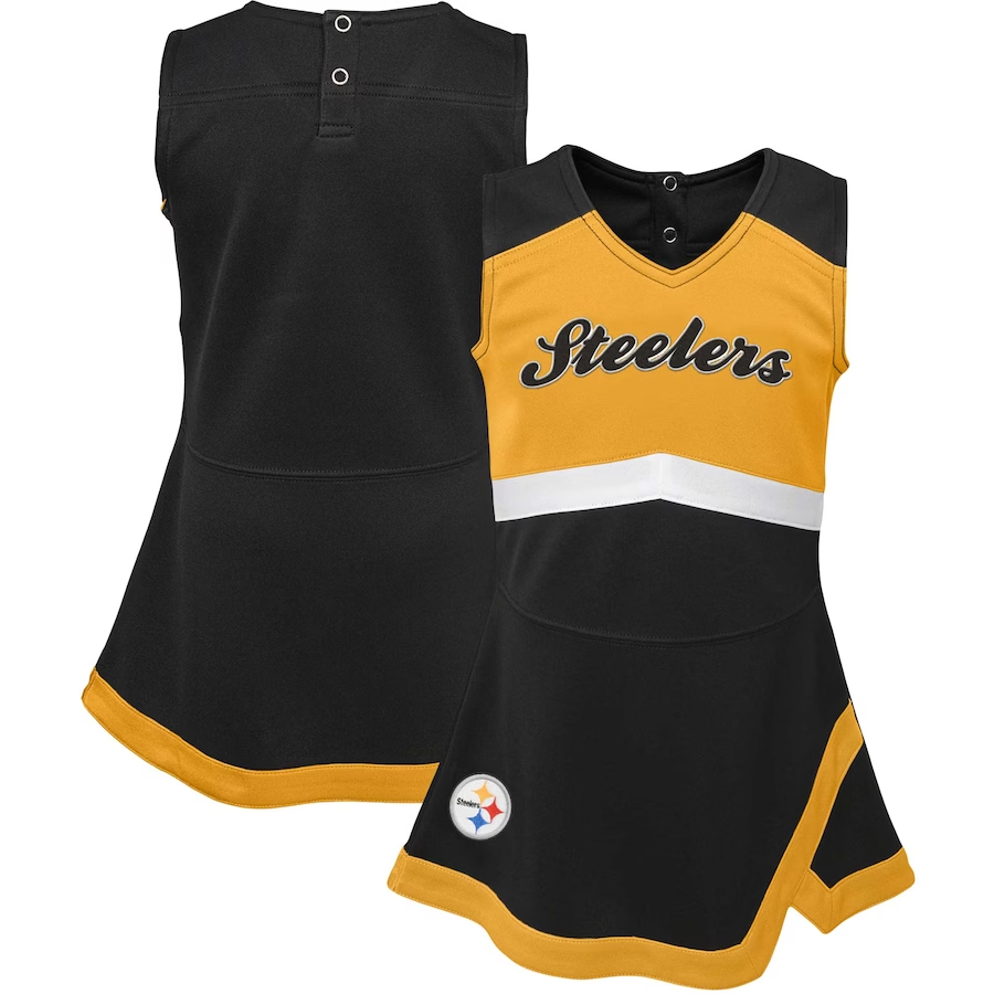 Girls Infant Black Pittsburgh Steelers Cheer Captain Jumper Dress Girls Infant Black Pittsburgh Steelers Cheer Captain Jumper Dress