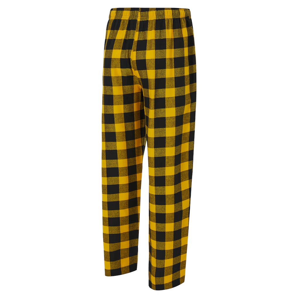 PITTSBURGH STEELERS MEN'S COLLEGE CONCEPTS AVONDALE T-SHIRT & FLANNEL PANT SLEEPWEAR SET - BLACK/GOLD