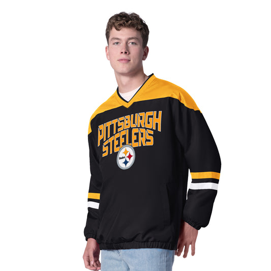 PITTSBURGH STEELERS MEN'S G-III BY CARL BANKS TOP PLAYER PULLOVER JACKET - BLACK/GOLD
