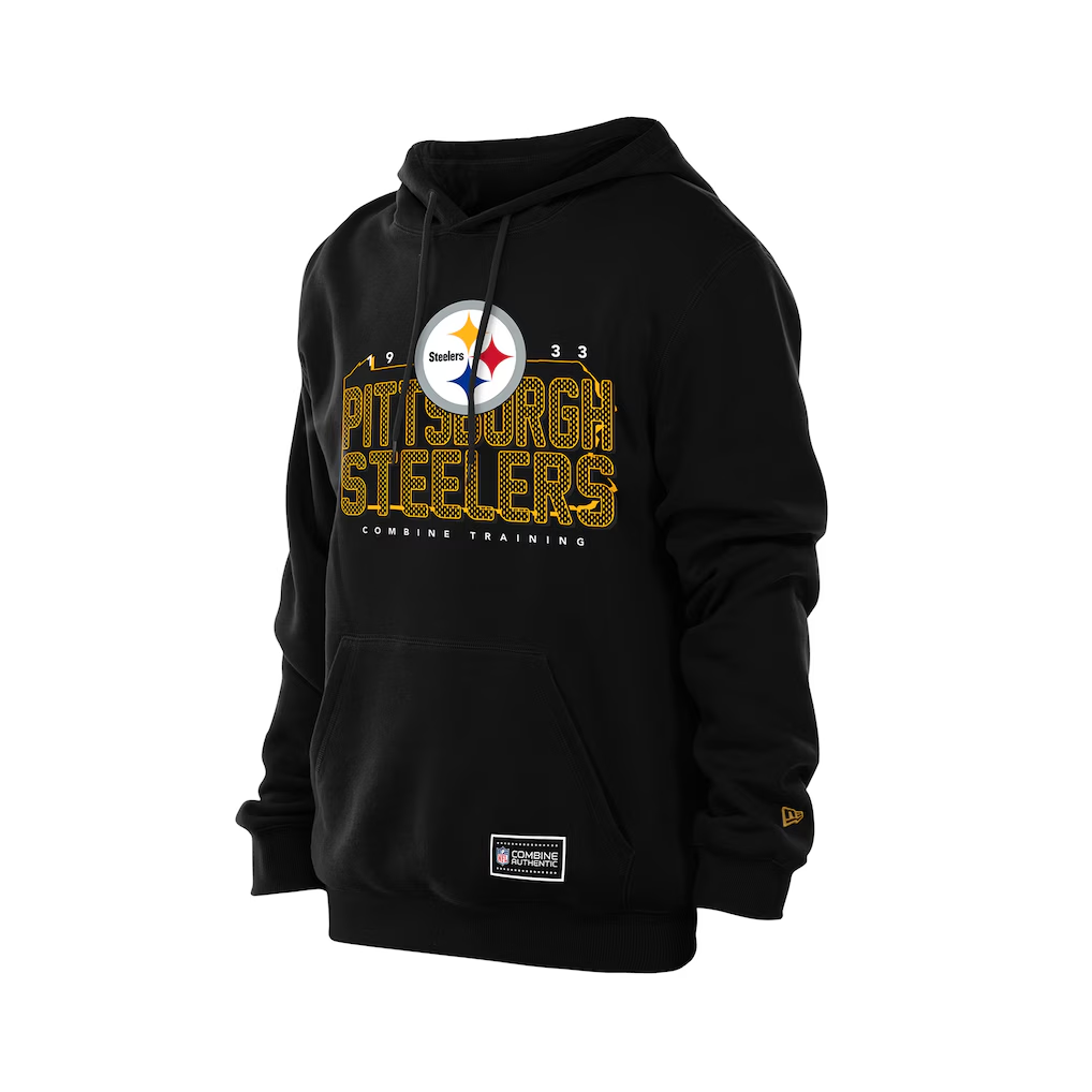 PITTSBURGH STEELERS MEN'S NEW ERA NFL COMBINE PULLOVER HOODED SWEATSHIRT - BLACK