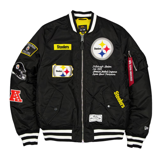 PITTSBURGH STEELERS MEN'S NEWERA X ALPHA INDUSTRIES MA-1 BOMBER JACKET - BLACK