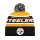 PITTSBURGH STEELERS MEN'S STARTER LEGACY CUFFED KNIT WITH POM - GOLD/BLACK