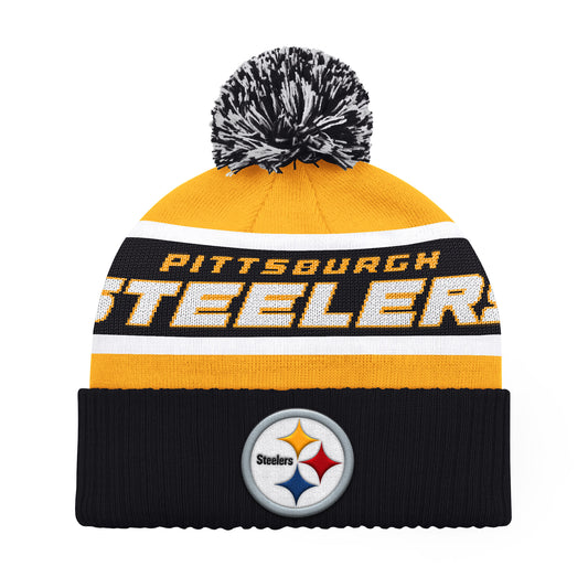 PITTSBURGH STEELERS MEN'S STARTER LEGACY CUFFED KNIT WITH POM - GOLD/BLACK