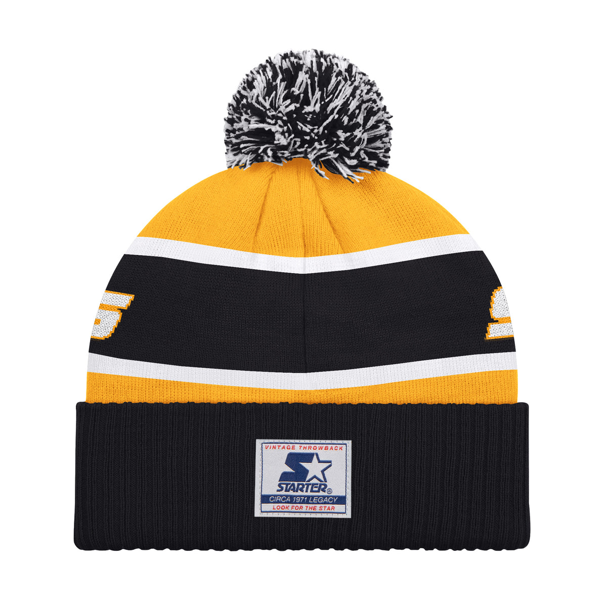 PITTSBURGH STEELERS MEN'S STARTER LEGACY CUFFED KNIT WITH POM - GOLD/BLACK