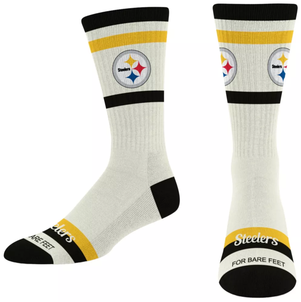 PITTSBURGH STEELERS MEN'S STRIPED FAME SOCKS - CREAM