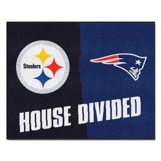 PITTSBURGH STEELERS / NEW ENGLAND PATRIOTS HOUSE DIVIDED 34" X 42.5" MAT