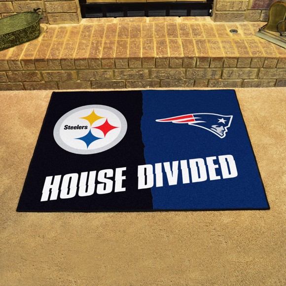 PITTSBURGH STEELERS / NEW ENGLAND PATRIOTS HOUSE DIVIDED 34" X 42.5" MAT