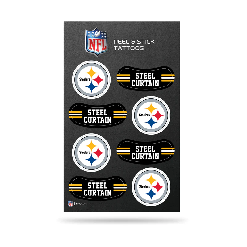PITTSBURGH STEELERS PEEL & STICK TEMPORARY FACE TATTOOS AND EYE BLACK