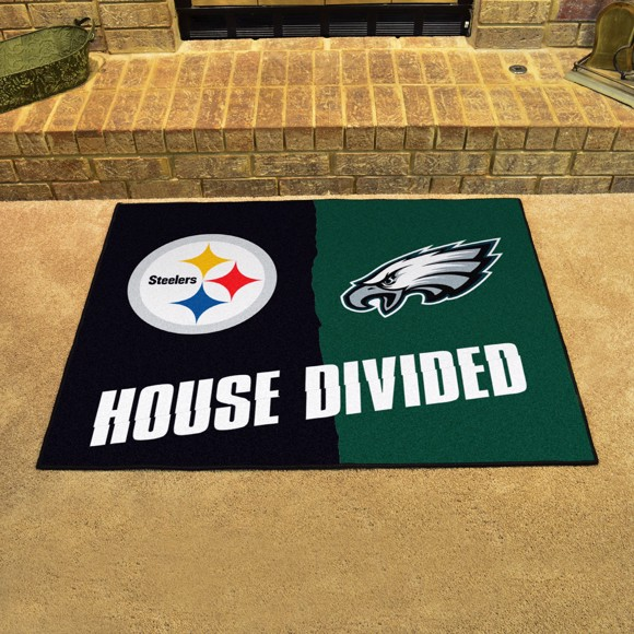PITTSBURGH STEELERS / PHILADELPHIA EAGLES HOUSE DIVIDED 34" X 42.5" MAT
