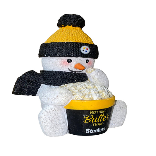 PITTSBURGH STEELERS POPCORN SNOWMAN ORNAMENT