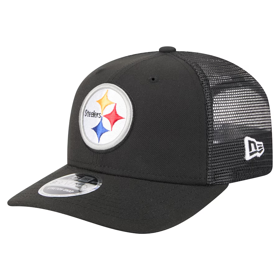 PITTSBURGH STEELERS TEAM COLLECTION 9SEVENTY STRETCH SNAP ADJUSTABLE HAT - BLACK
