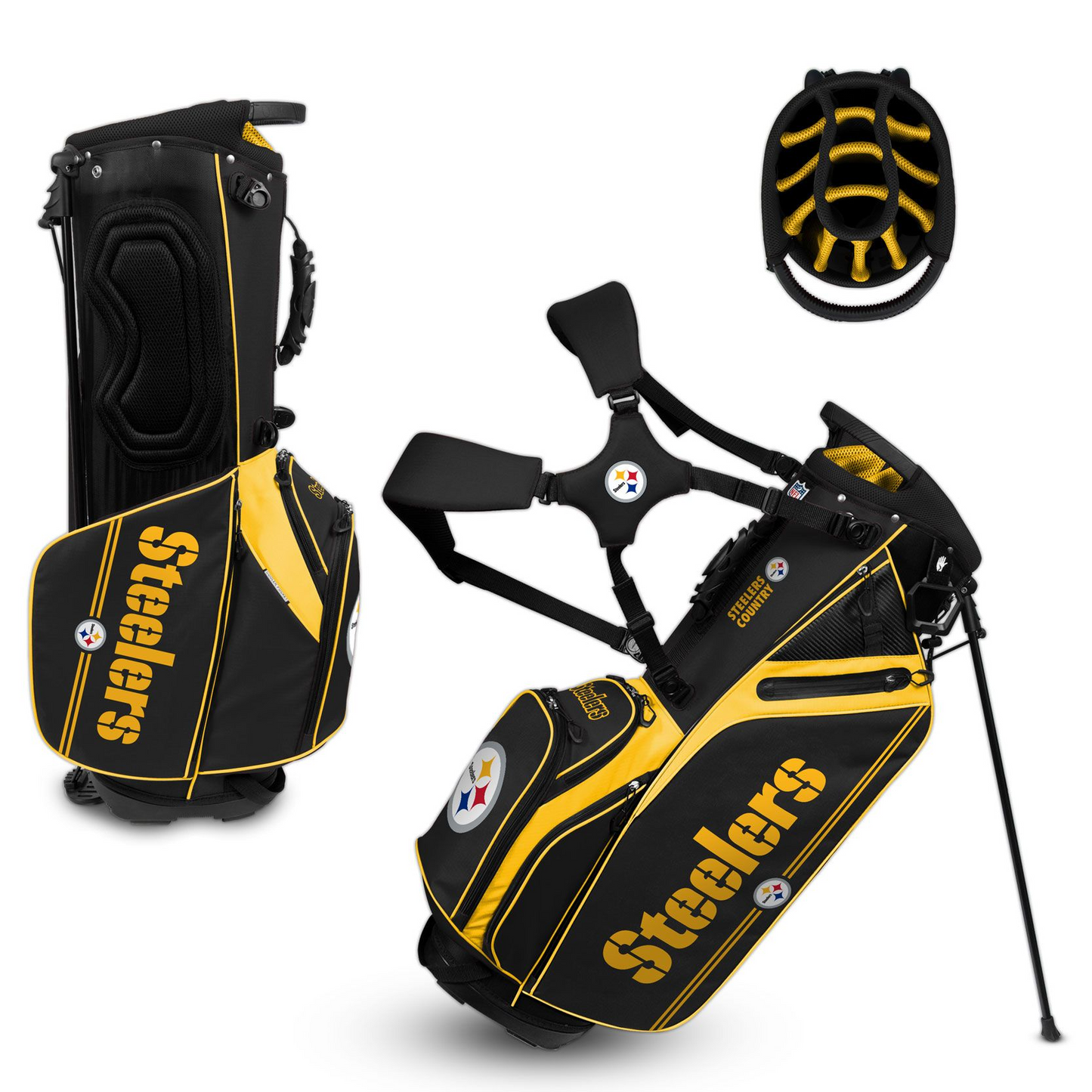 PITTSBURGH STEELERS TEAM EFFORT CADDIE CARRY HYBRID GOLF BAG