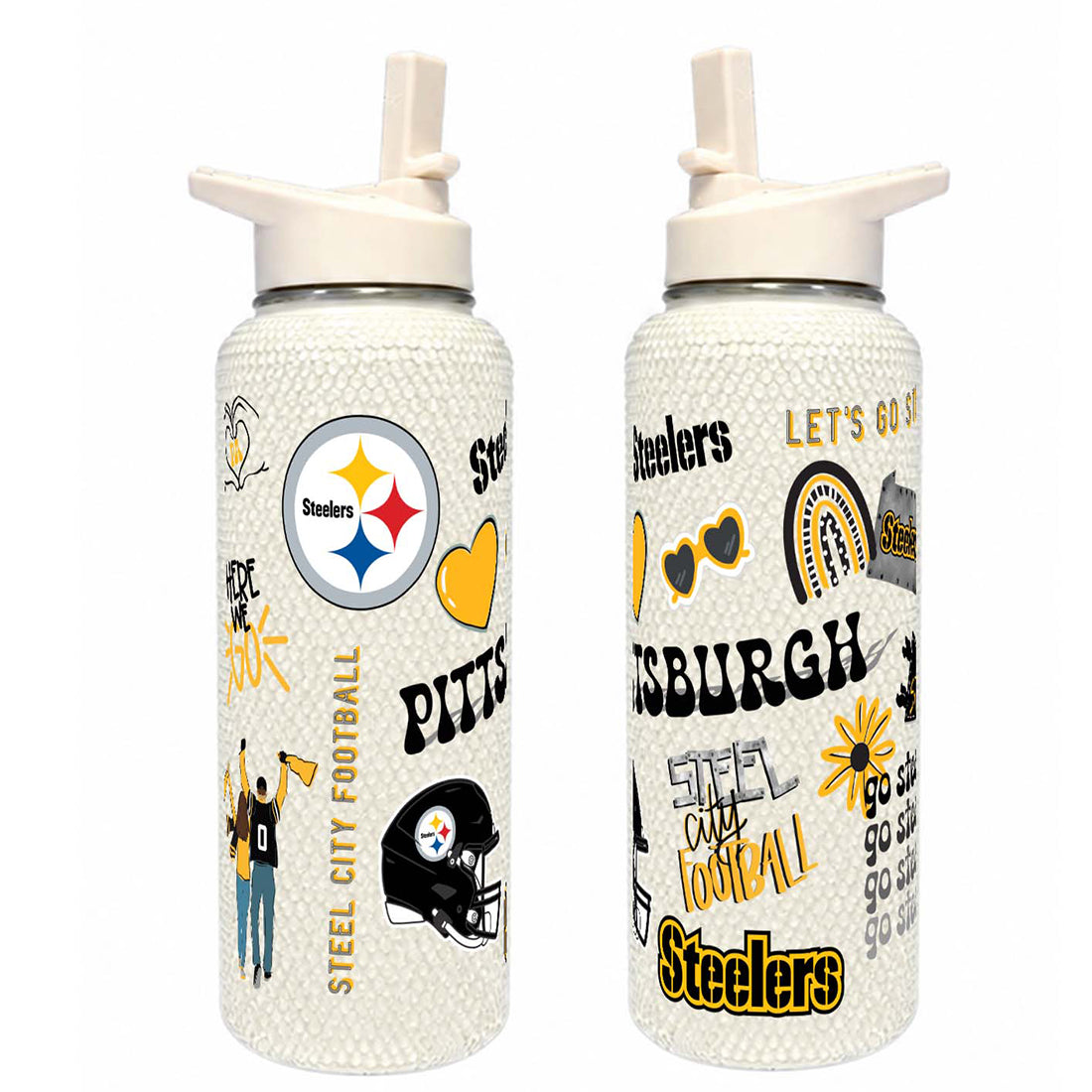 PITTSBURGH STEELERS THE MEMORY COMPANY 34 OZ. BLING QUENCHER BOTTLE