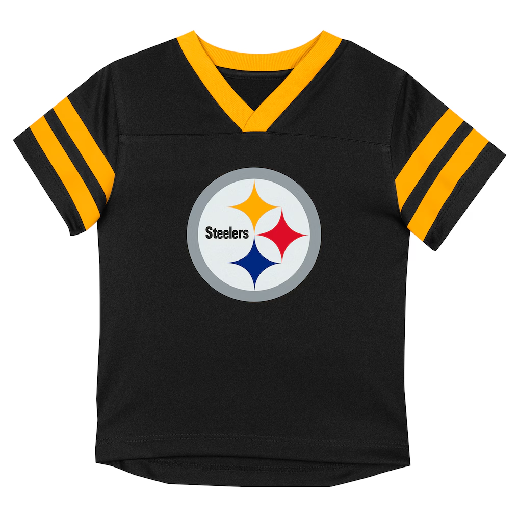 PITTSBURGH STEELERS TODDLER OUTERSTUFF RED ZONE T-SHIRT & PANT SET - BLACK/GOLD