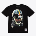 PITTSBURGH STEELERS TROY POLAMALU MEN'S MITCHELL & NESS REAL BIG FACE T-SHIRT - BLACK