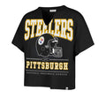 PITTSBURGH STEELERS WOMEN'S '47 BRAND ELATION OVERSIZED NOTCH T-SHIRT - BLACK