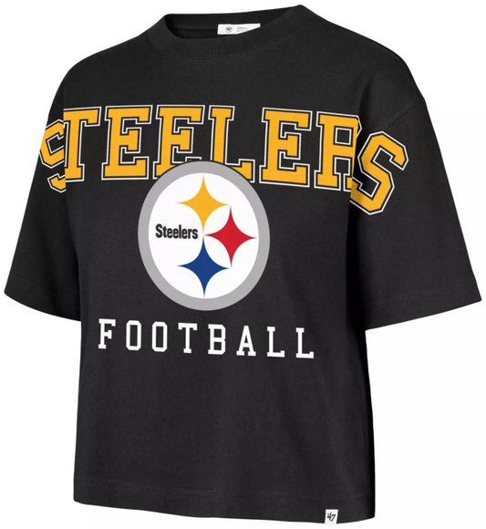 PITTSBURGH STEELERS WOMEN'S '47 BRAND OUTREACH CITY T-SHIRT - BLACK