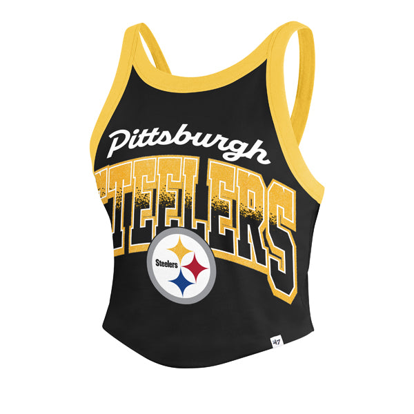 PITTSBURGH STEELERS WOMEN'S '47 BRAND SHIMMER SHADOW TANK TOP - BLACK/GOLD