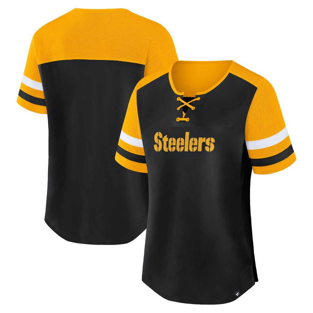 PITTSBURGH STEELERS WOMEN'S FANATICS BRANDED CURL ROUTE T-SHIRT - BLACK