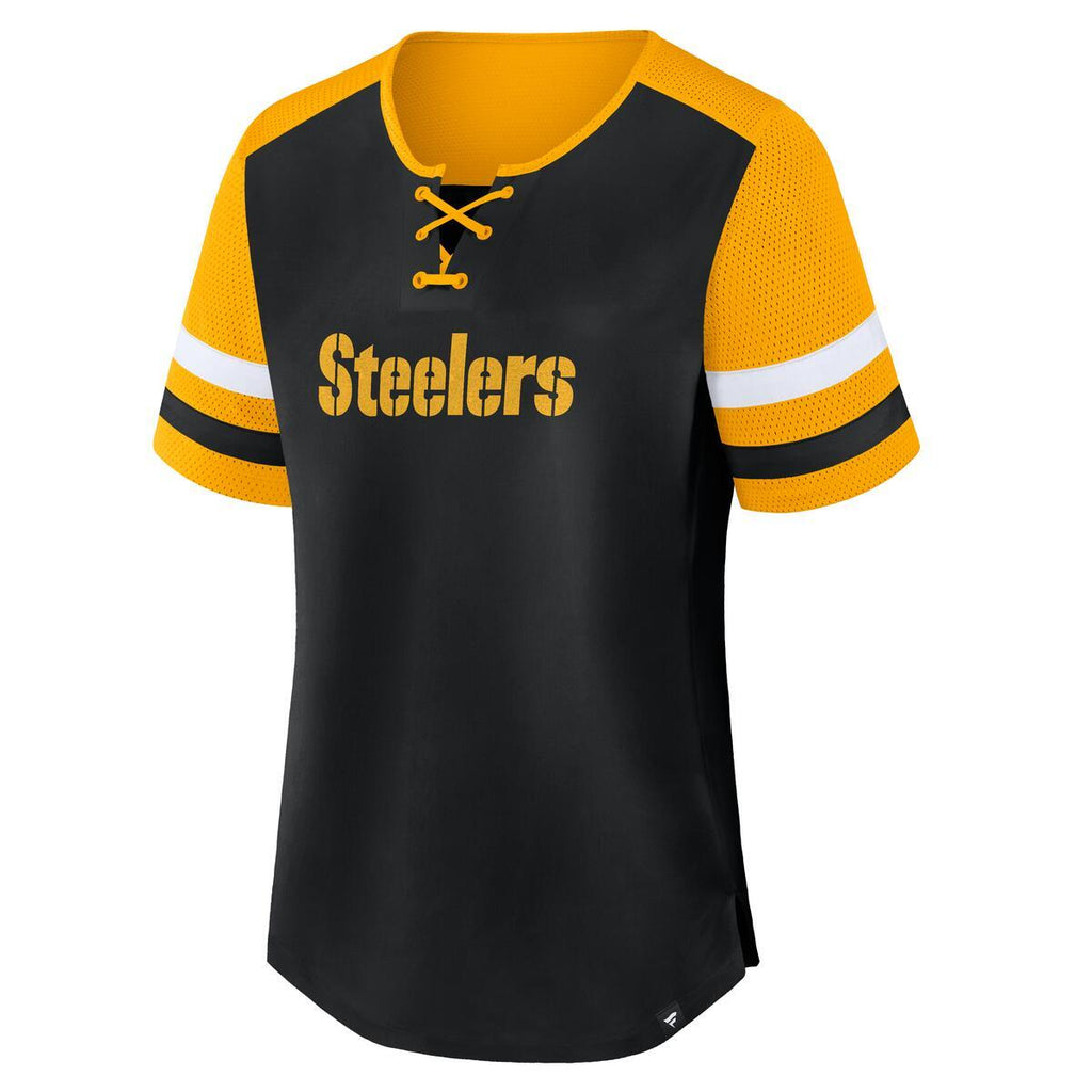 PITTSBURGH STEELERS WOMEN'S FANATICS BRANDED CURL ROUTE T-SHIRT - BLACK