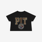 PITTSBURGH STEELERS WOMEN'S FOCO RHINESTONE LOGO CROP TOP T-SHIRT - BLACK