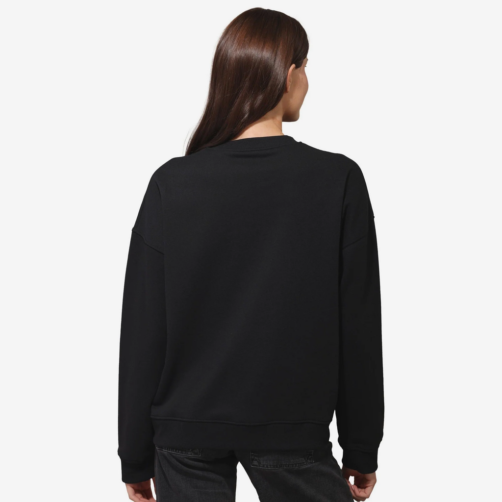 PITTSBURGH STEELERS WOMEN'S FOCO RHINESTONE LOGO OVERSIZED CREW NECK SWEATSHIRT - BLACK