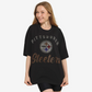 PITTSBURGH STEELERS WOMEN'S FOCO RHINESTONE LOGO OVERSIZED T-SHIRT - BLACK