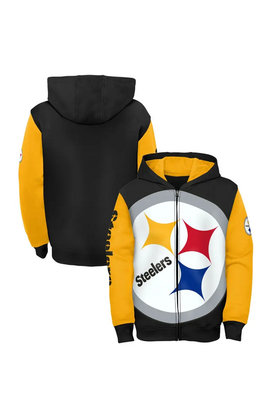 PITTSBURGH STEELERS YOUTH POSTER BOARD FULL -ZIP HOODED SWEATSHIRT