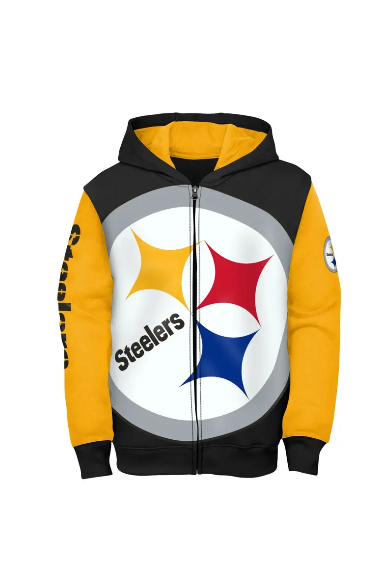 PITTSBURGH STEELERS YOUTH POSTER BOARD FULL -ZIP HOODED SWEATSHIRT