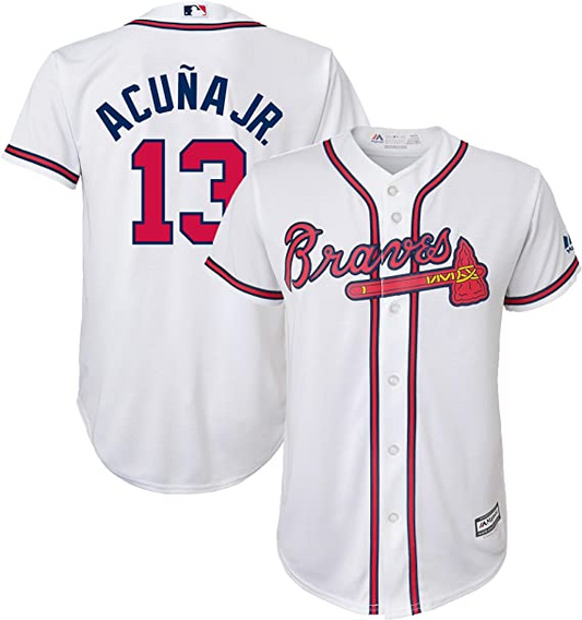 RONALD ACUNA YOUTH REPLICA ATLANTA BRAVES JERSEY - WHITE