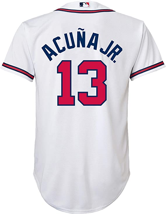 RONALD ACUNA YOUTH REPLICA ATLANTA BRAVES JERSEY - WHITE